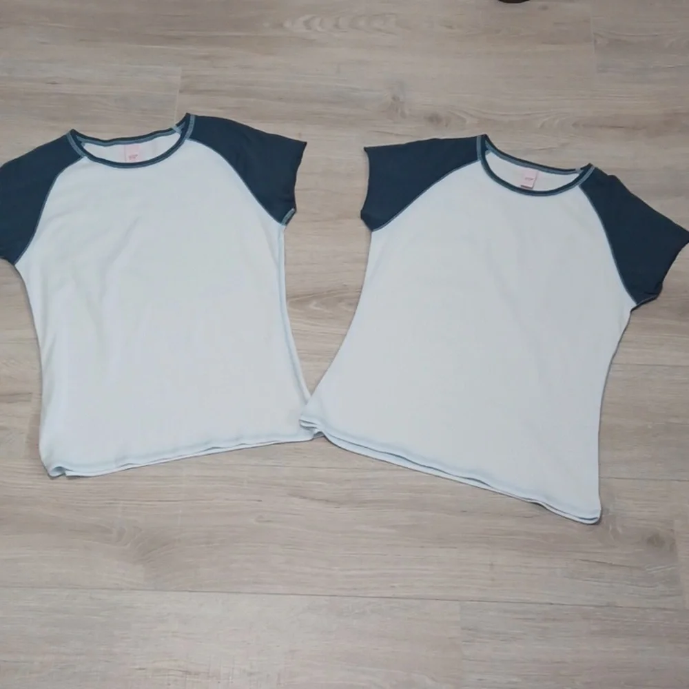 Two NWOT XL short sleeve top. White & blue shirt. Streetwear Yoga Activewear